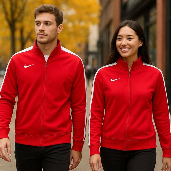 Nike Red Full Zip Dri-FIt Jacket Size Small - Retro Classic Look Unisex - Picture 1 of 13